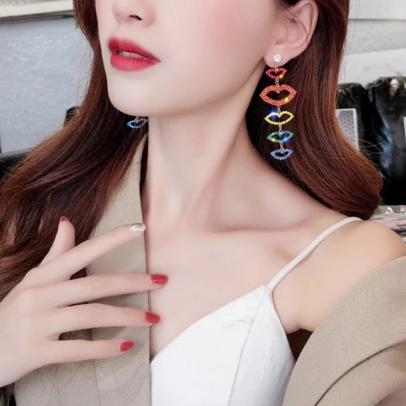 Jewelry - ⭕IN STOCK⭕5 ⭐ Multicolored Lips Crystal Earrings